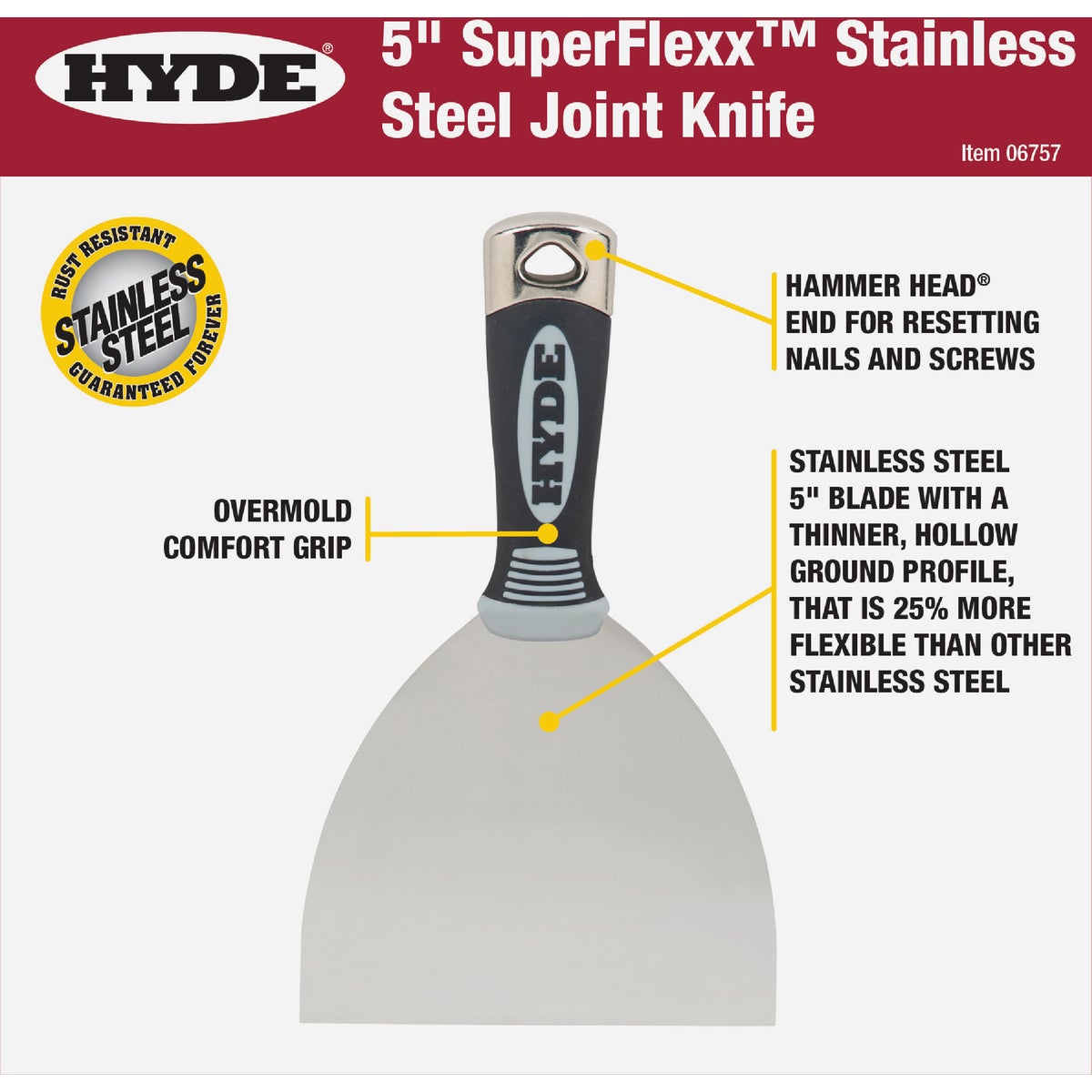Hyde 5 In.  SuperFlexx Stainless Steel Joint Knives Image 2
