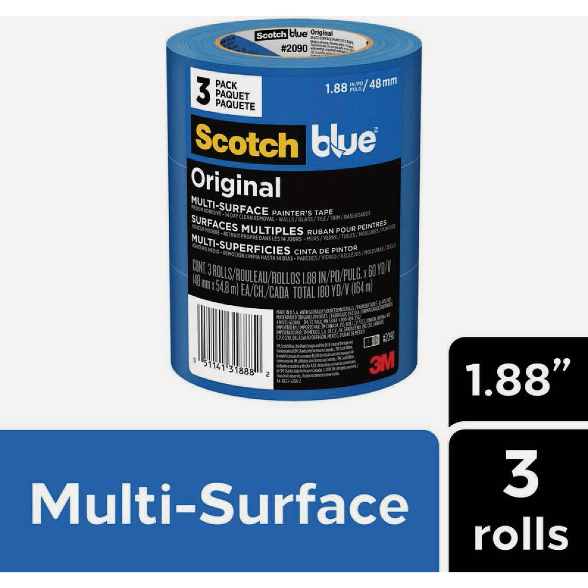 ScotchBlue 1.88 In. x 60 Yd. Original Painter's Tape (3 Roll) Image 2