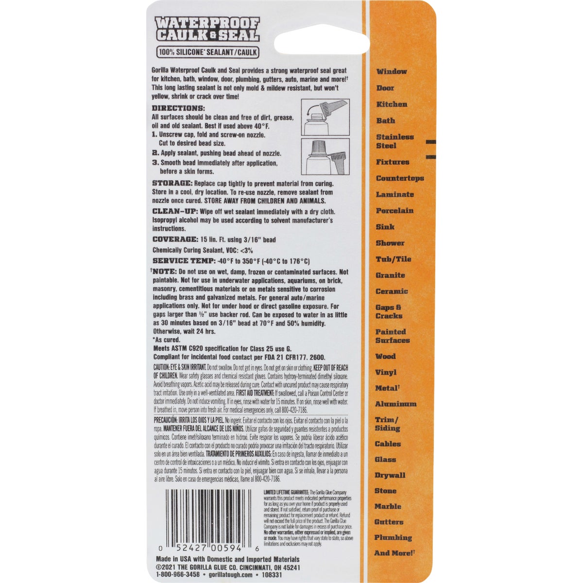 Gorilla 2.8 Oz. White Caulk & Seal Image 6