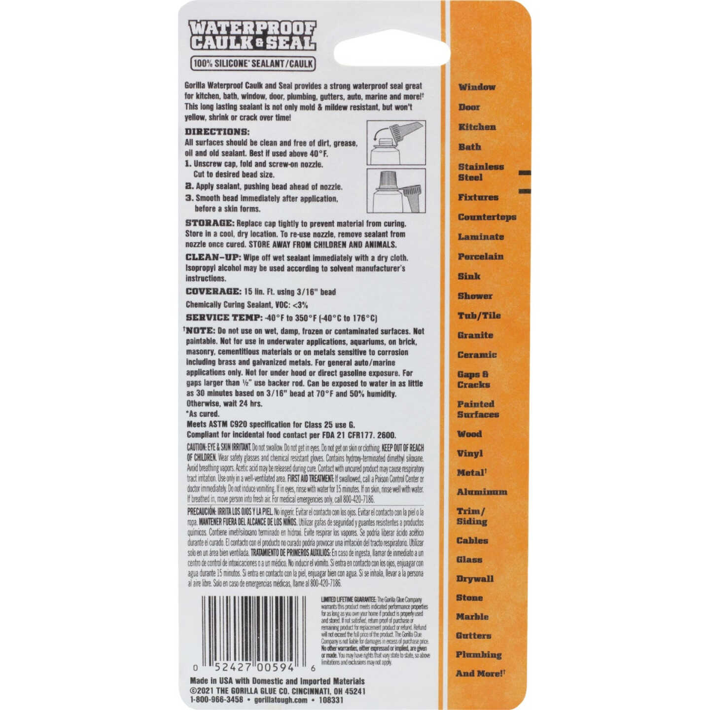 Gorilla 2.8 Oz. White Caulk & Seal Image 6