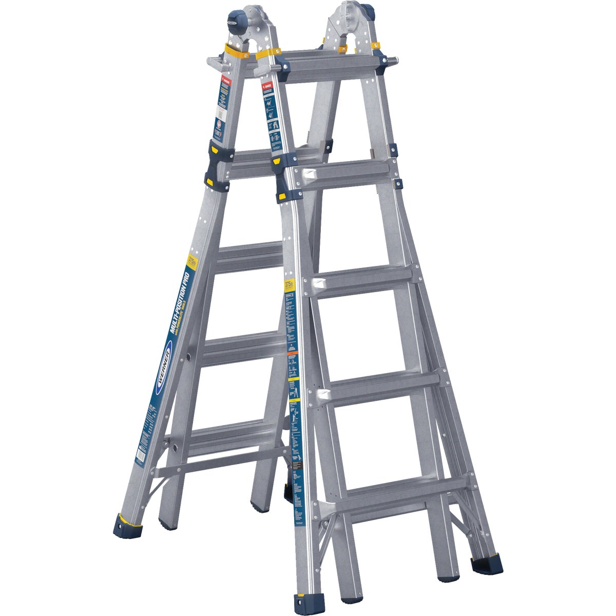 Werner 22 Ft. Aluminum Multi-Position Telescoping Ladder with 375 Lb. Load Capacity, Type IAA Ladder Rating