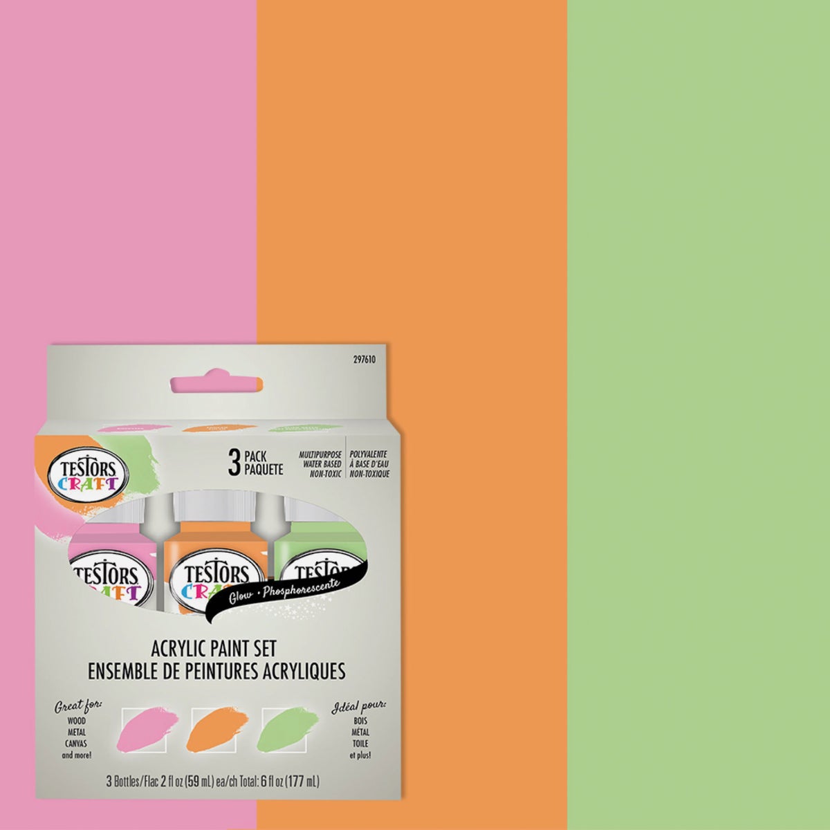 Testors Craft 2 Oz. Acrylic Glow Paint Kit (3-Pack)