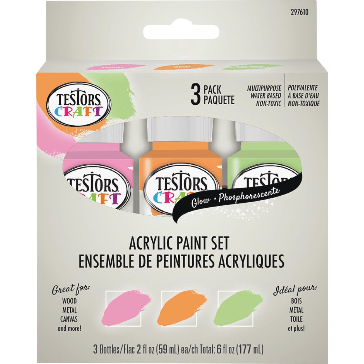 Testors Craft 2 Oz. Acrylic Glow Paint Kit (3-Pack) Image 2