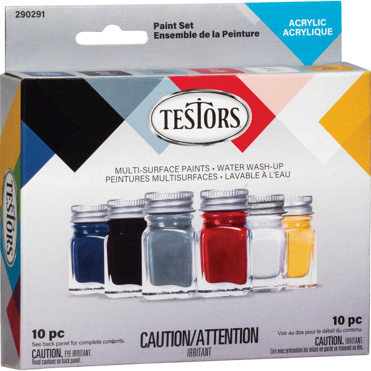 Testors Acrylic Paint Set (Blue, Black, Silver, Red, White, Yellow) Image 4
