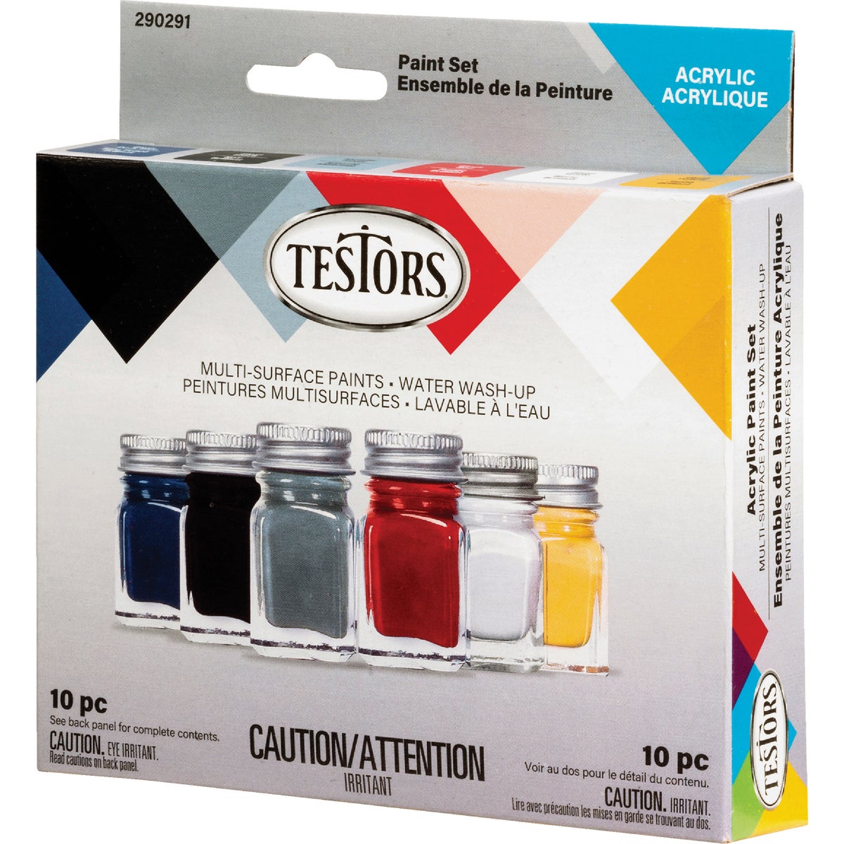 Testors Acrylic Paint Set (Blue, Black, Silver, Red, White, Yellow) Image 3