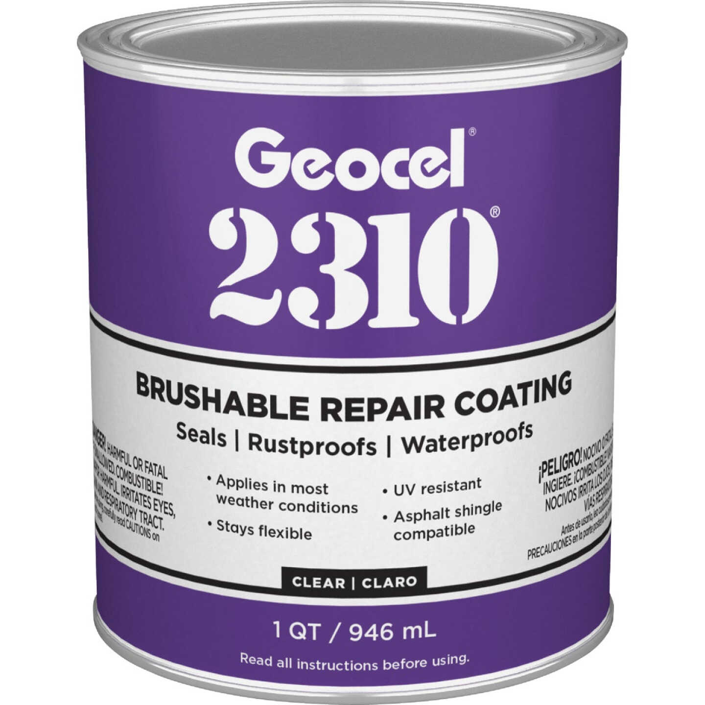 Geocel 2310 Clear 1 Qt. Tripolymer Brushable Repair Sealant Coating Image 1