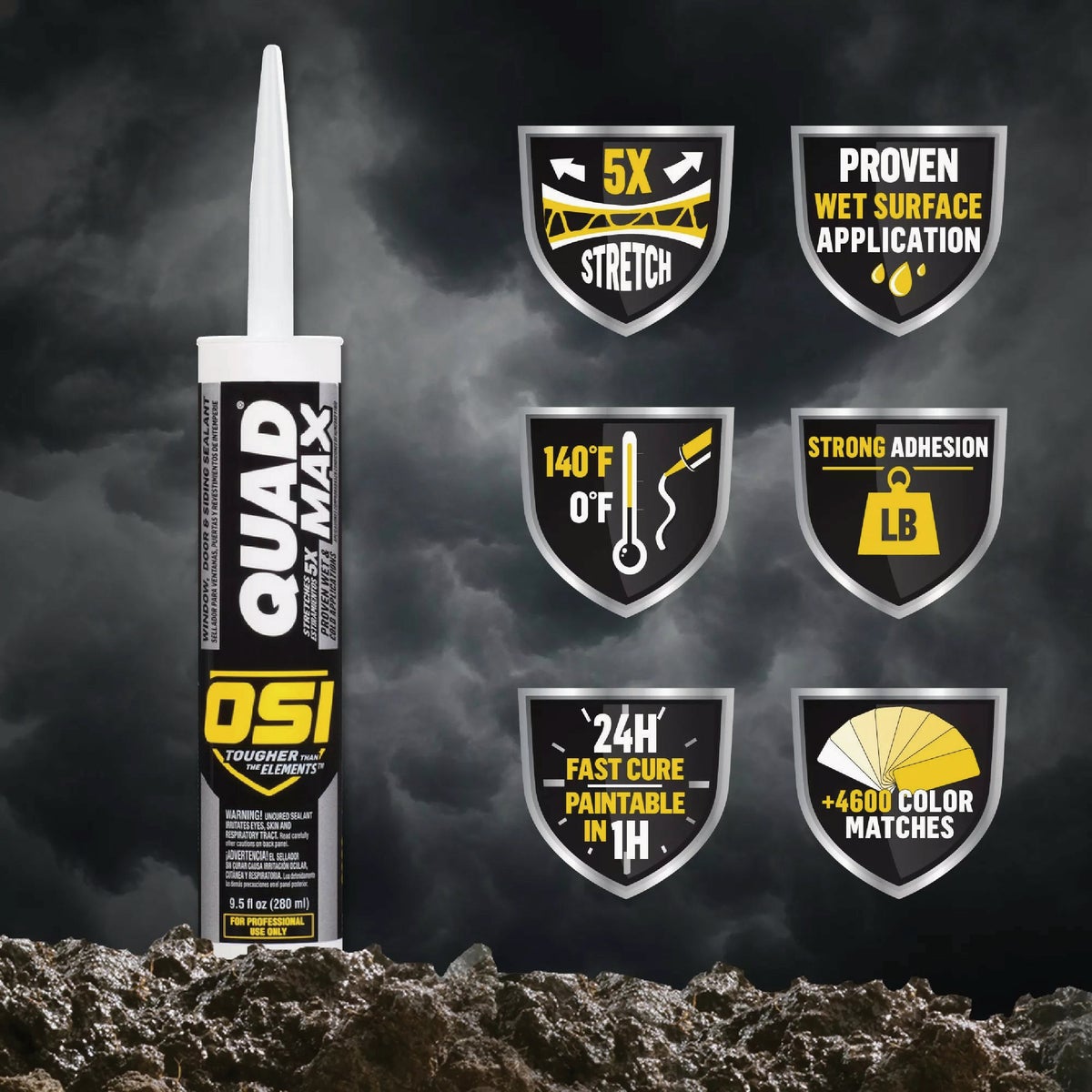 OSI Quad Max 9-1/2 Oz. Window, Door and Siding Polymer Sealant, Gray 896 Image 2