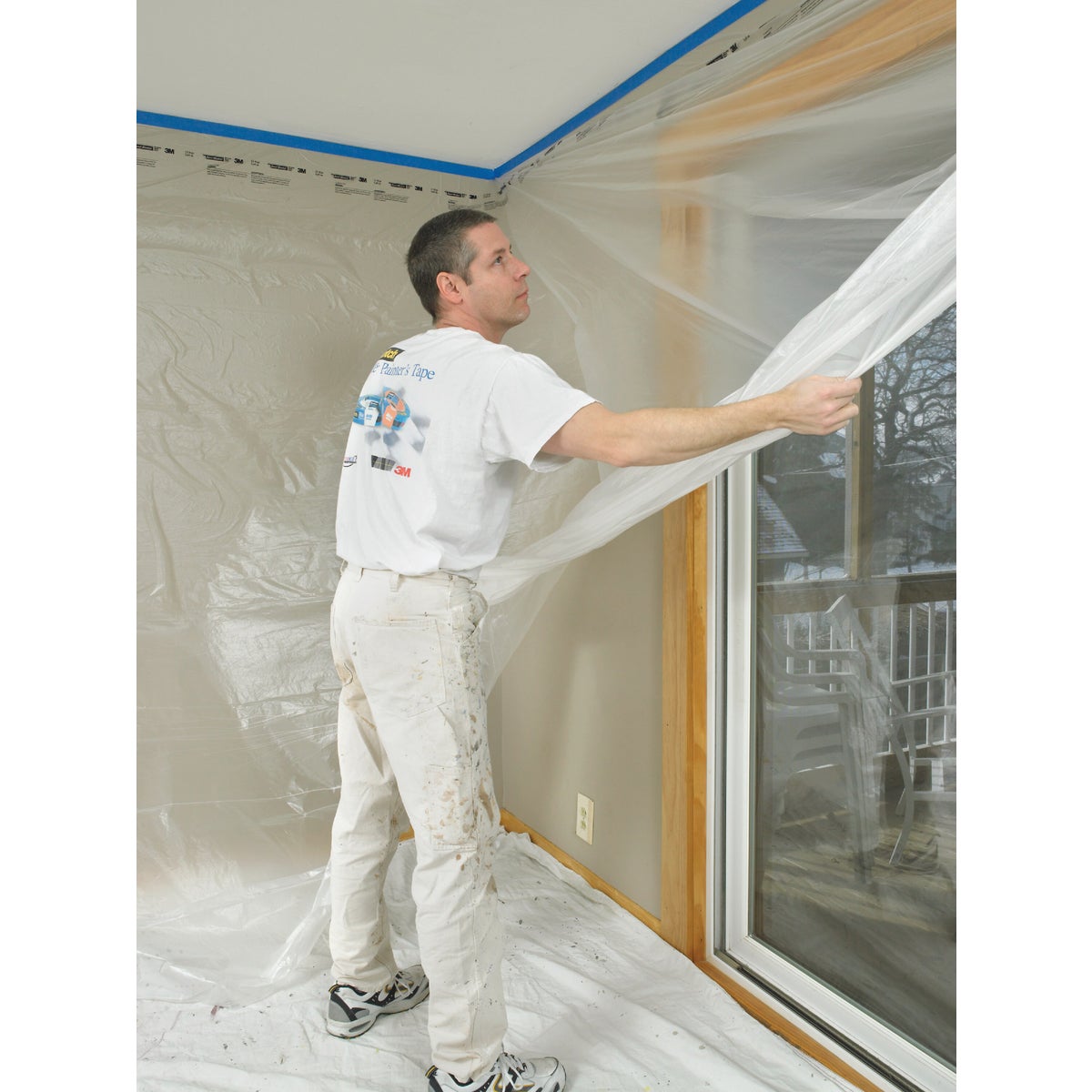 3M Hand Masker 9 Ft. x 90 Ft. Contractor's Plastic Drop Cloth Image 3