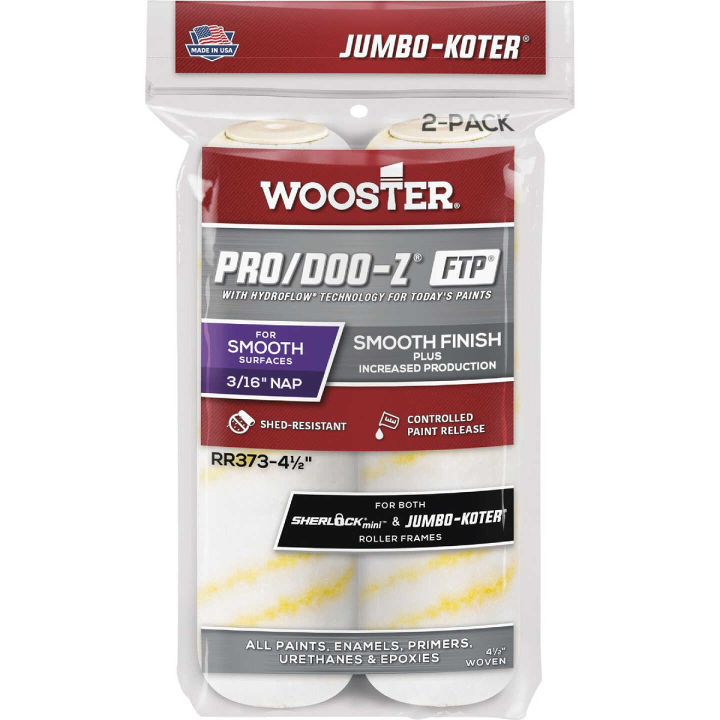 Wooster Jumbo-Koter Pro/Doo-Z FTP 4-1/2 In. x 3/16 In. Woven Roller Cover (2-Pack) Image 1
