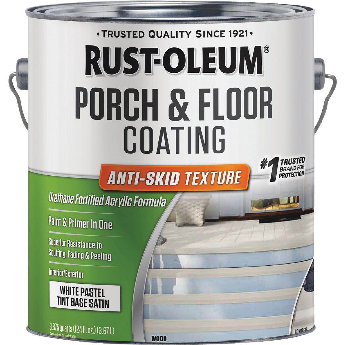 Rust-Oleum 1 Gal. Low VOC White Pastel Tint Base Satin Anti-Skid Porch and Floor Coating