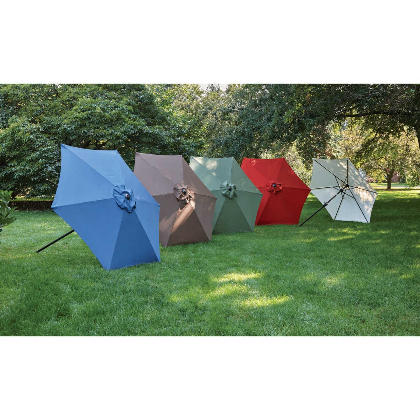 Outdoor Expressions 7.5 Ft. Aluminum Tilt/Crank Heather Blue Patio Umbrella Image 3