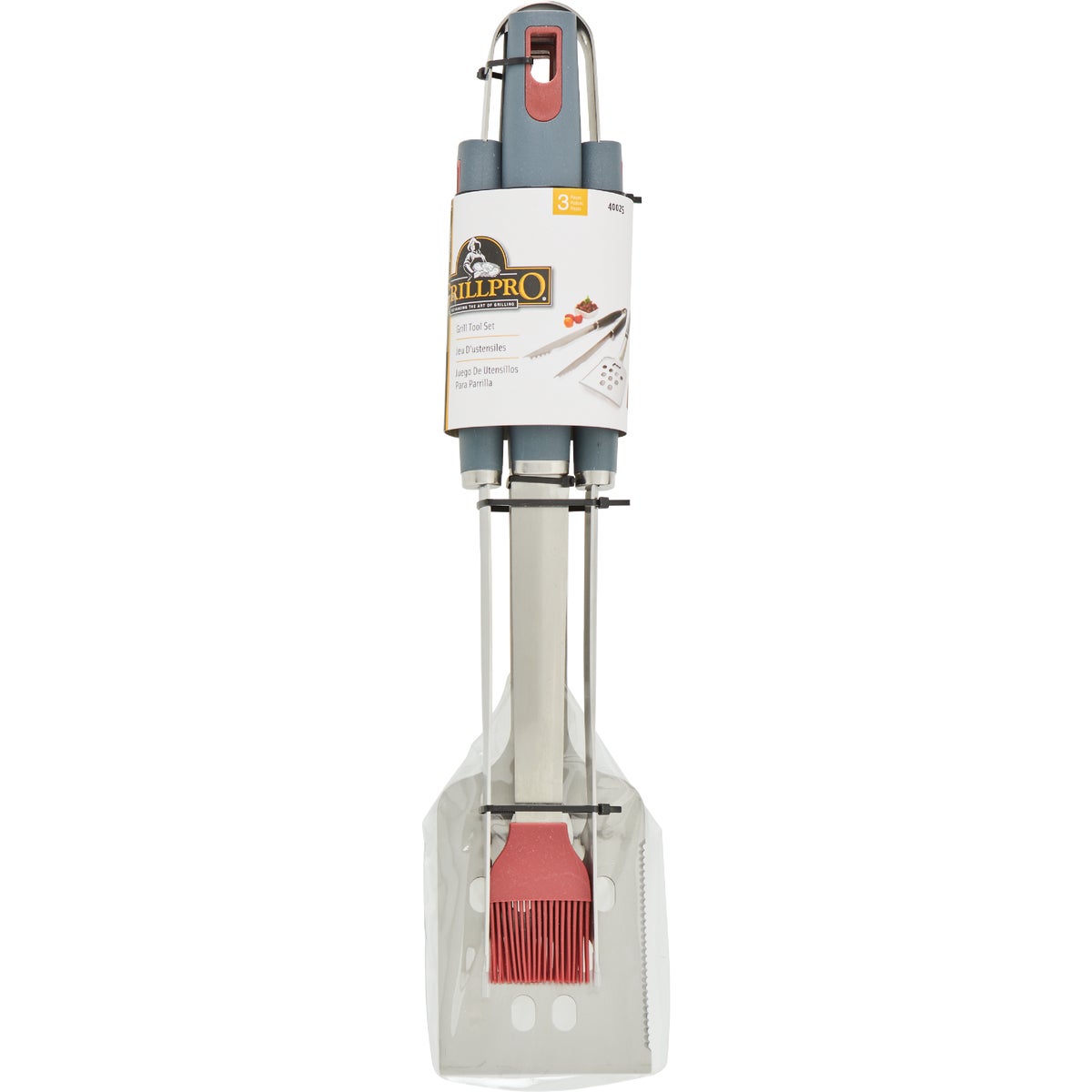 GrillPro Resin Handle Stainless Steel 3-Piece BBQ Tool Set Image 3