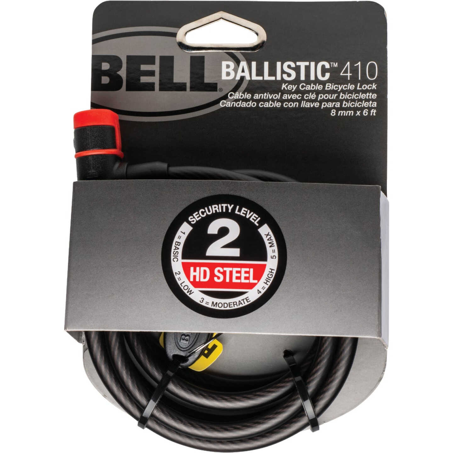 Bell Sports Ballistic 410 6 Ft. x 8mm Braided Steel Cable Bicycle Key Lock Image 1