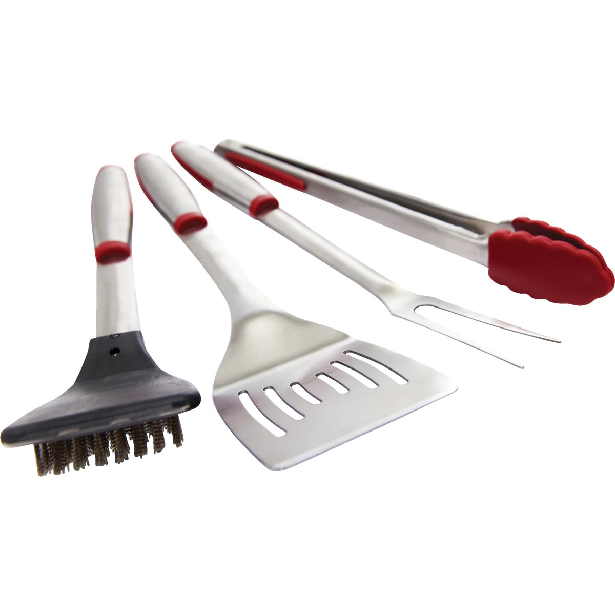 GrillPro Rubber Insert Handle Stainless Steel 4-Piece Barbeque Tool Set Image 3