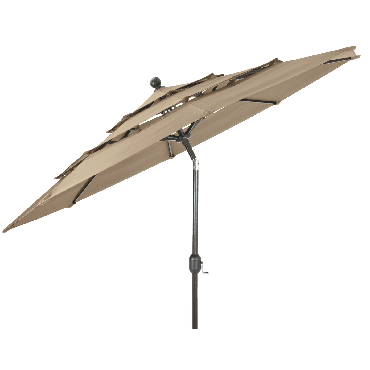 Outdoor Expressions 9 Ft. 3-Tier Tilt/Crank Tan Patio Umbrella Image 4