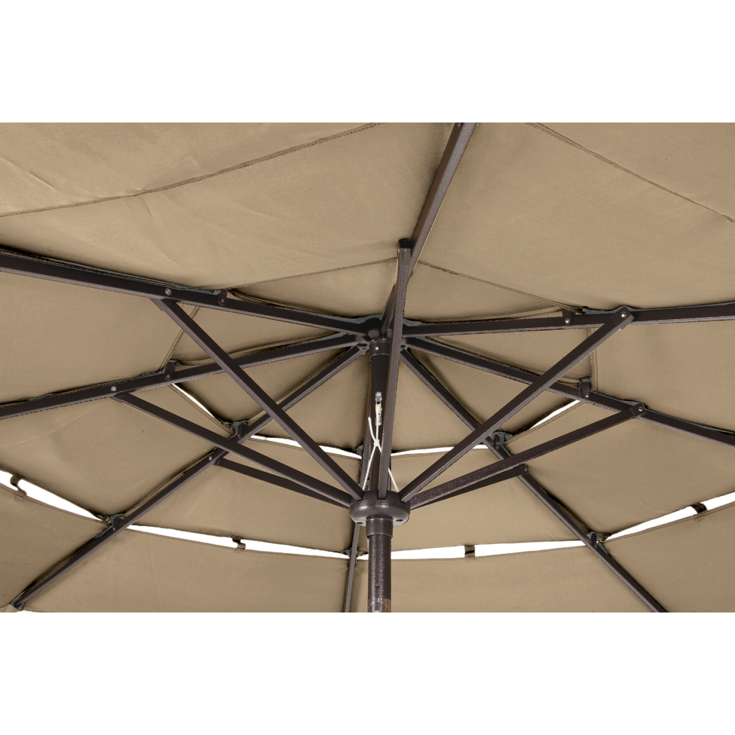 Outdoor Expressions 9 Ft. 3-Tier Tilt/Crank Tan Patio Umbrella Image 6