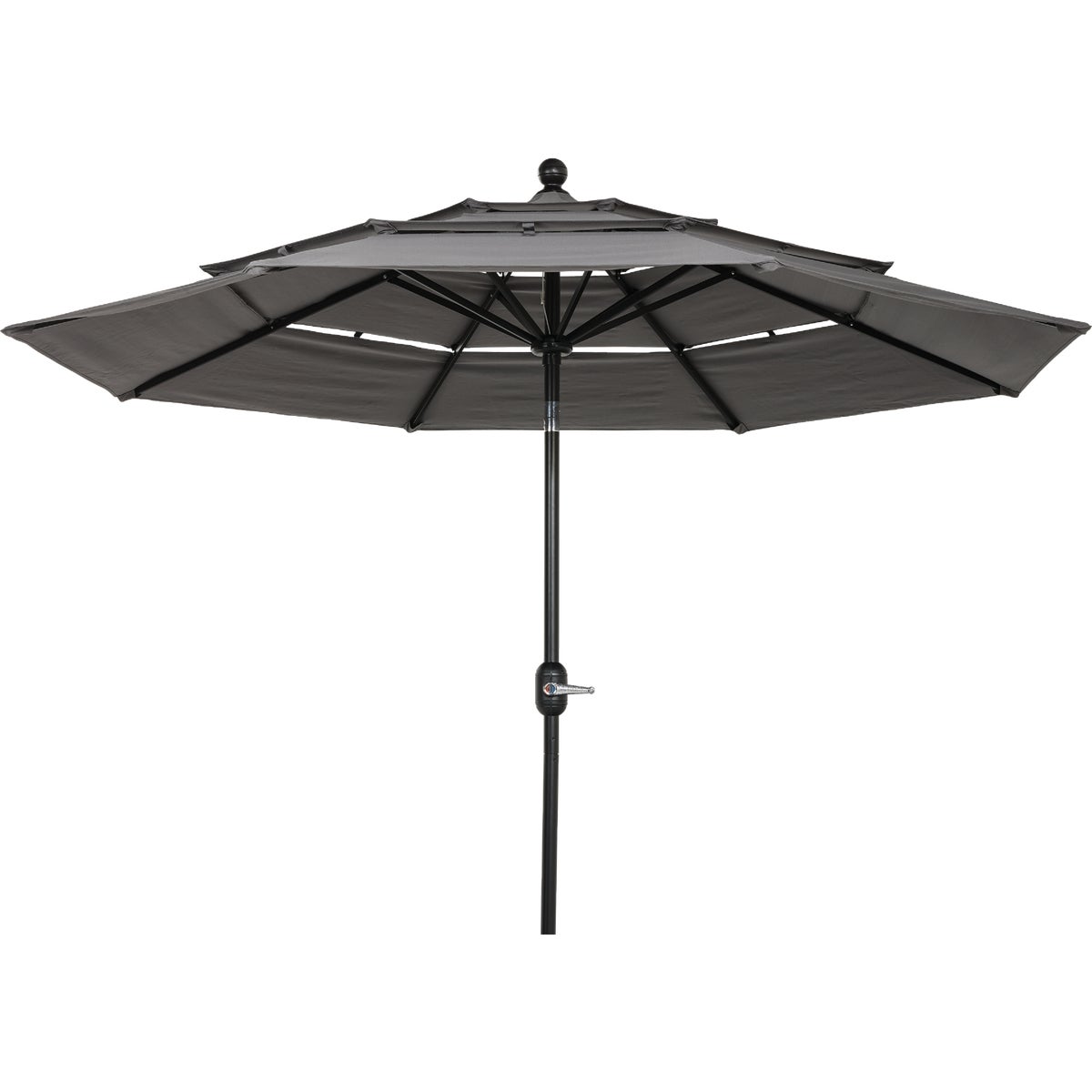 Outdoor Expressions 9 Ft. 3-Tier Tilt/Crank Smoke Gray Patio Umbrella Image 1