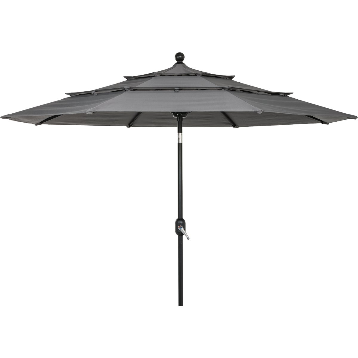 Outdoor Expressions 9 Ft. 3-Tier Tilt/Crank Smoke Gray Patio Umbrella Image 4