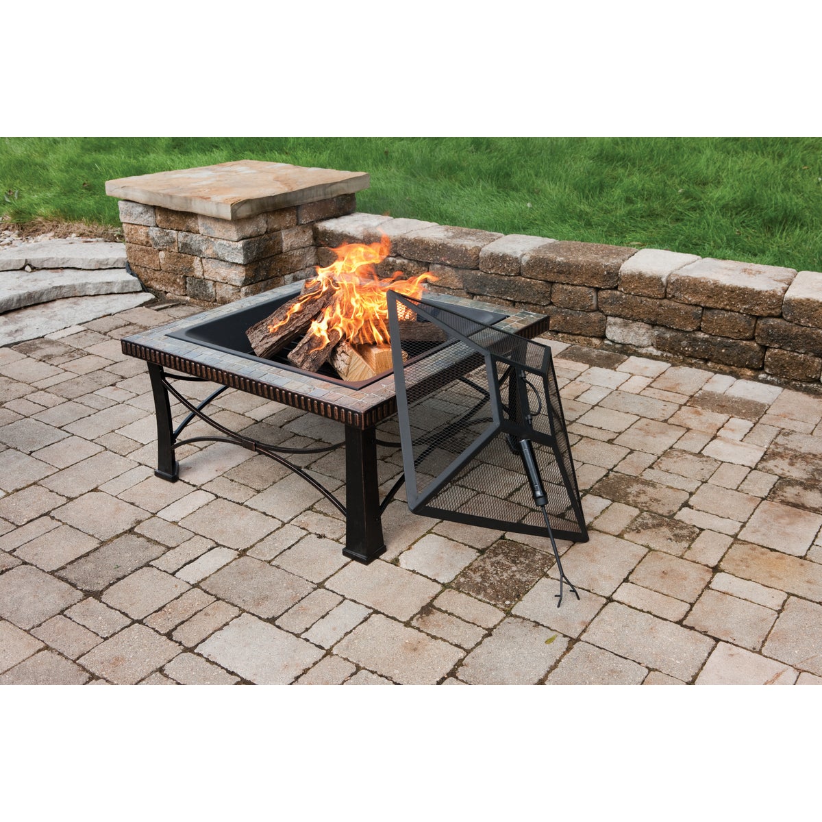 Outdoor Expressions 30 In. Slate Square Steel Fire Pit Image 3