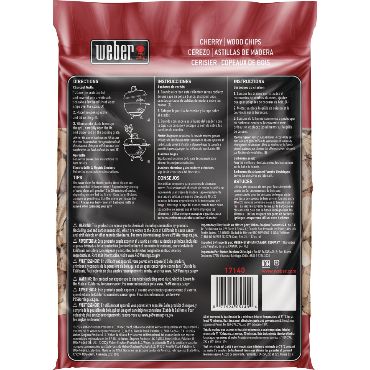 Weber 192 Cu. In. Cherry Wood Chips Image 3