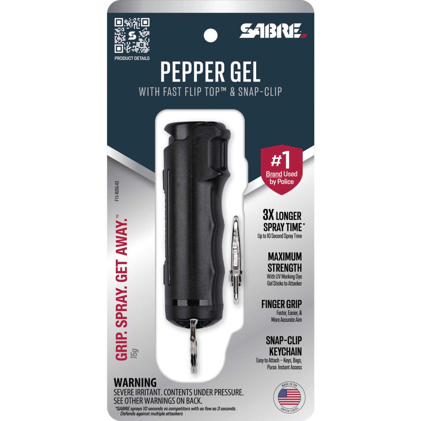 Sabre Red 0.54 Oz. Black Flip Top Self-Defense Pepper Gel Image 1