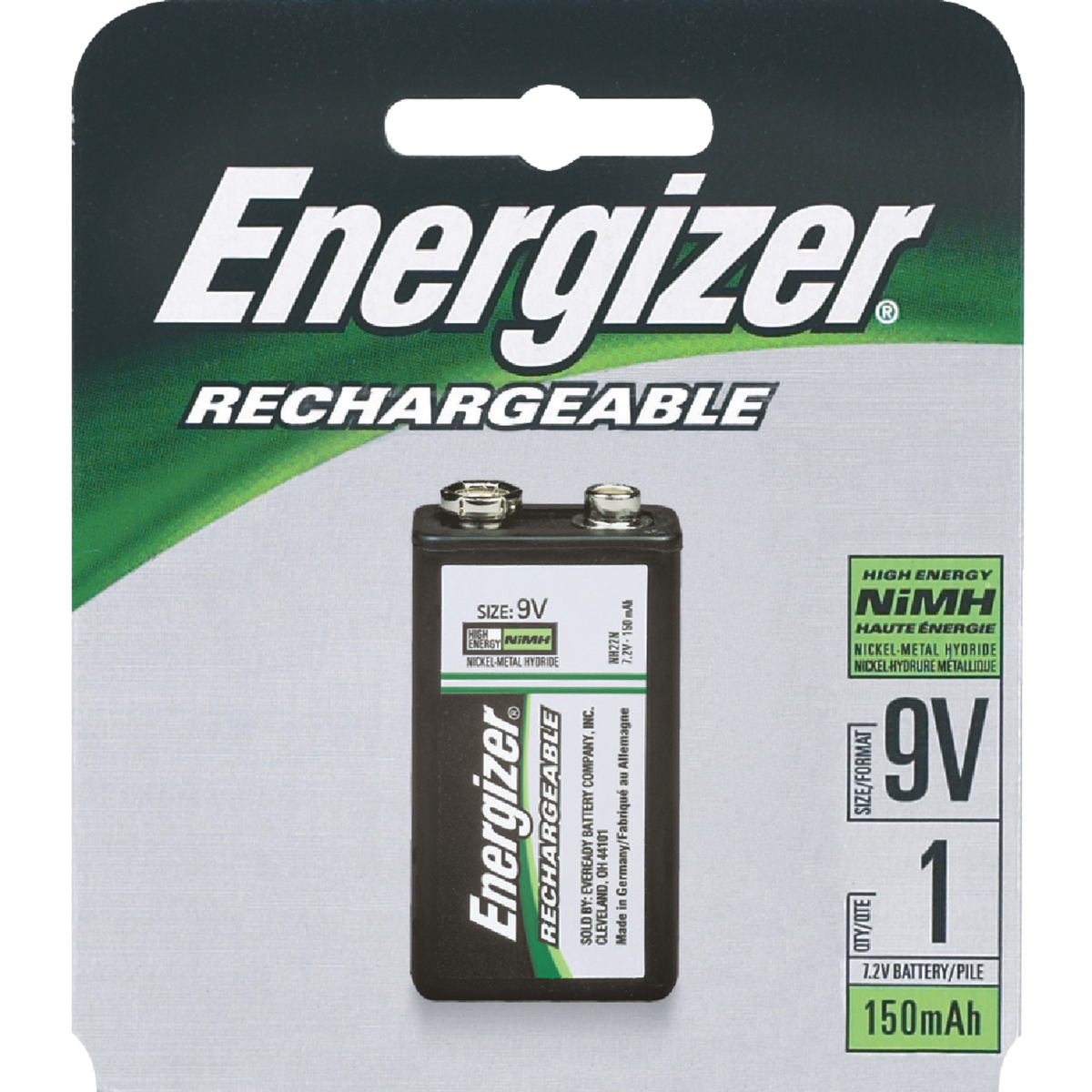 Energizer Recharge 9V Rechargeable Battery Image 1