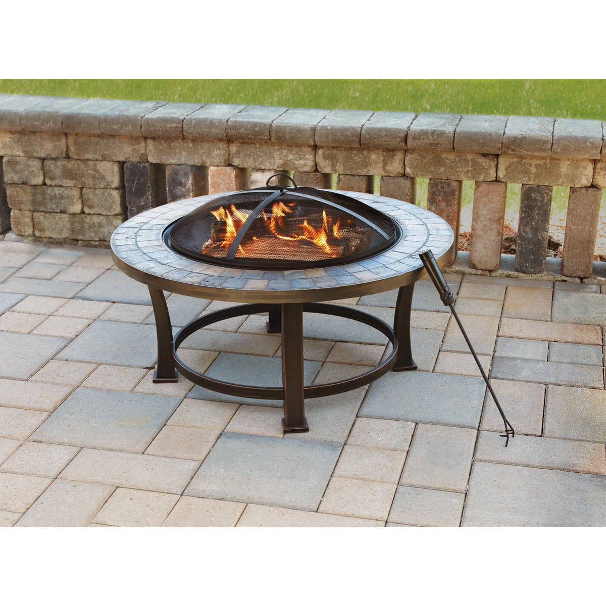 Outdoor Expressions 34 in. Antique Bronze Round Steel Fire Pit Image 2