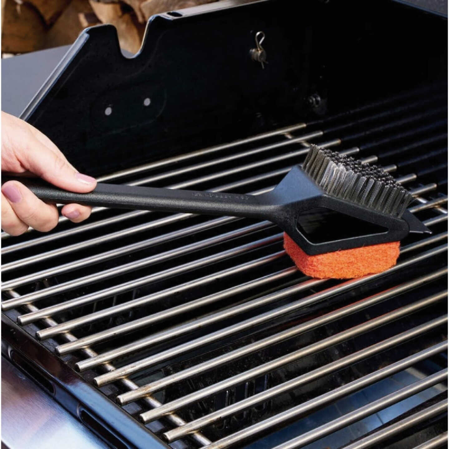 Mr. Bar-B-Q Long Handle Dual Head Grill Brush Image 2