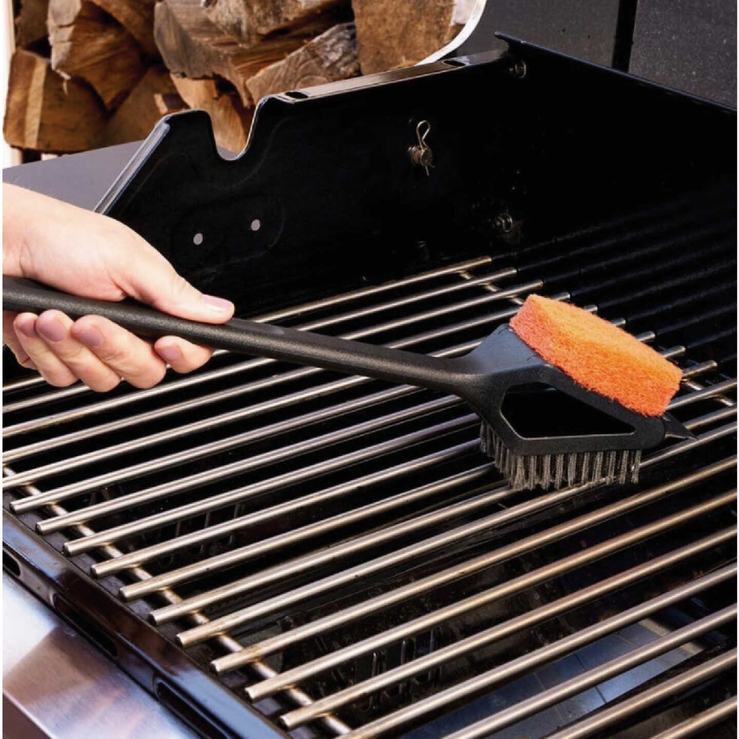 Mr. Bar-B-Q Long Handle Dual Head Grill Brush Image 3