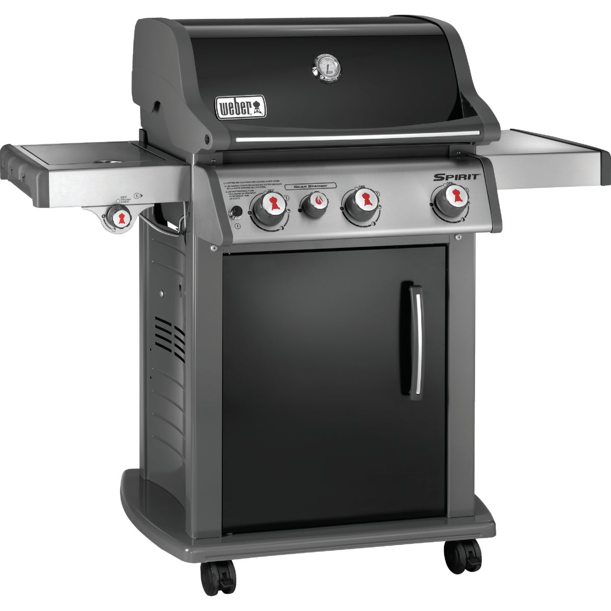 Weber Spirit E-330 3-Burner Liquid Propane Gas Grill with Side Burner, Black