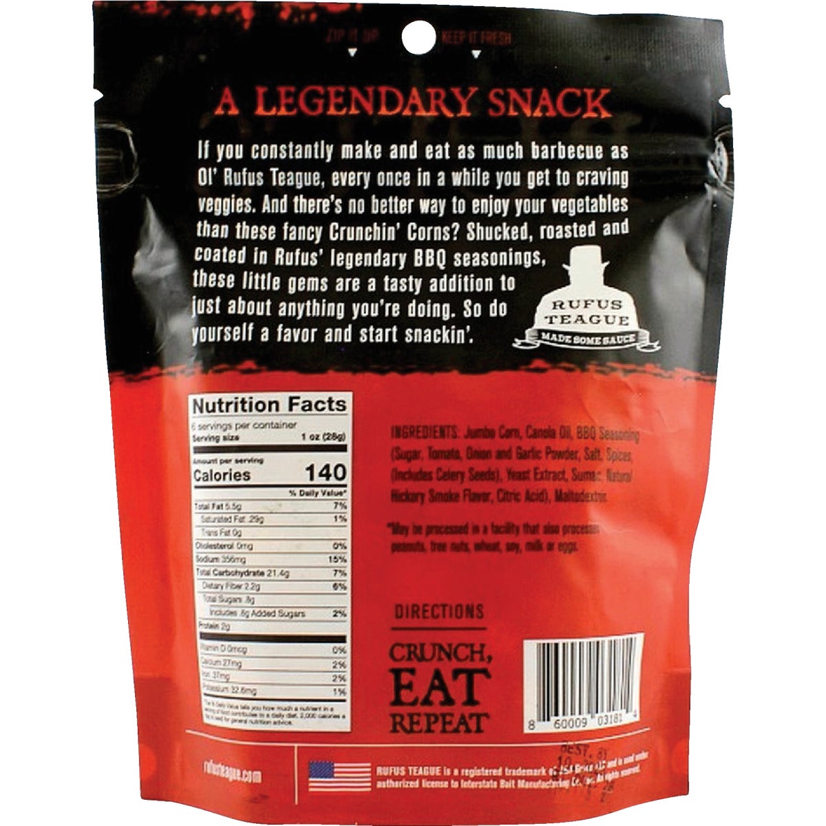 Rufus Teague Crunchin' Corn 6 Oz. BBQ Throwdown Corn Kernels Image 2