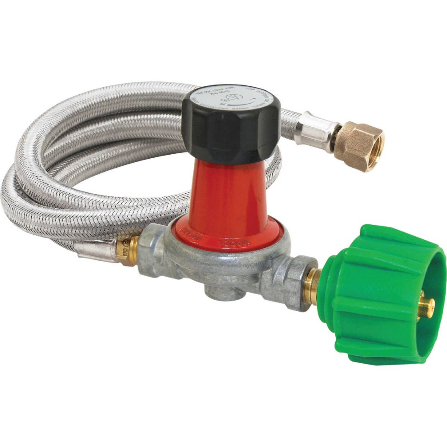 Bayou Classic 48 In. Stainless Steel High Pressure LP Hose & Adjustable Regulator Image 1