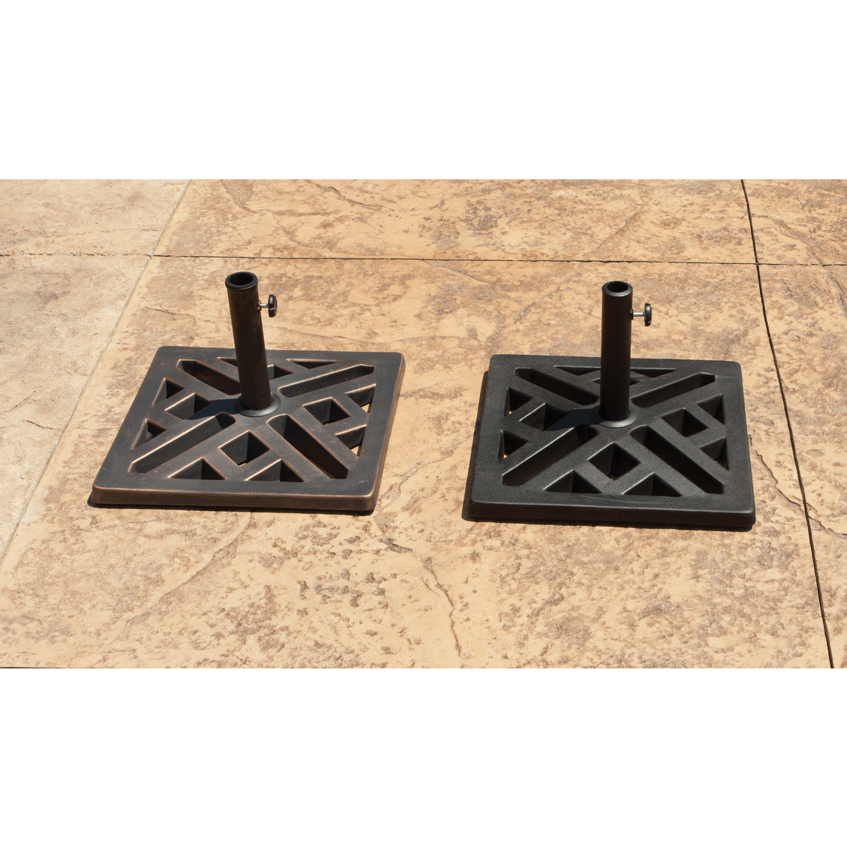 Outdoor Expressions 17 In. Square Bronze Polyresin Umbrella Base Image 2
