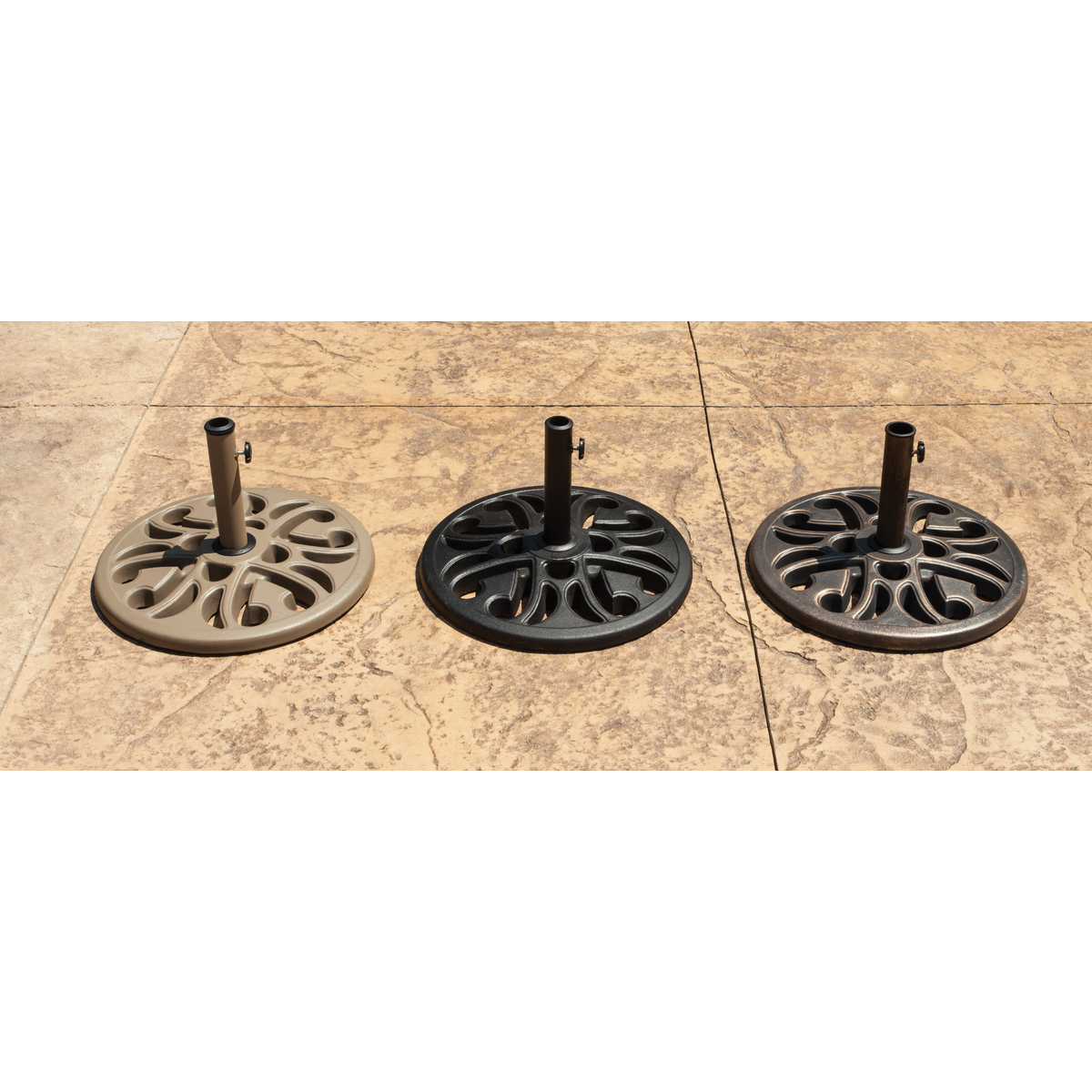 Outdoor Expressions 20 In. Round Tan Polyresin Umbrella Base Image 2