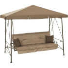 Outdoor Expressions 3-Person Brown Hammock Patio Swing With Canopy Image 1