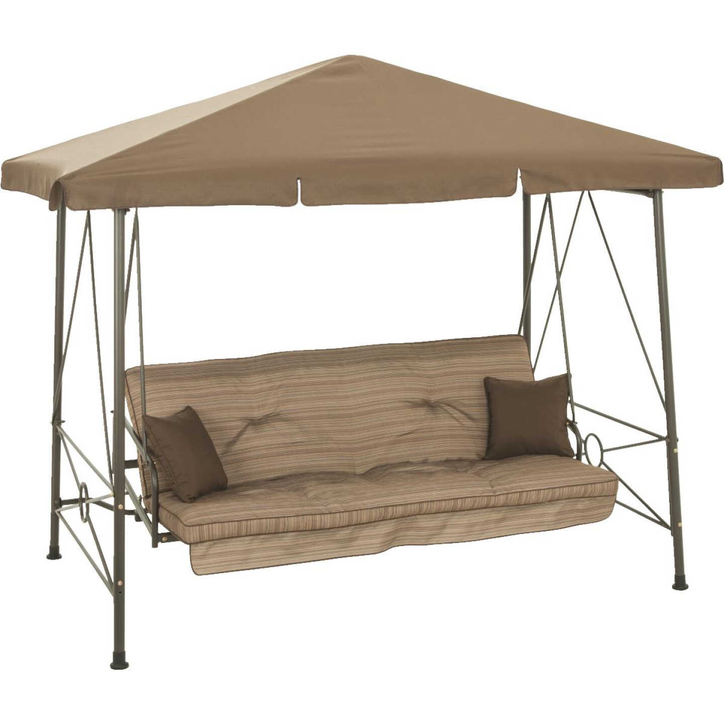 Outdoor Expressions 3-Person Brown Hammock Patio Swing With Canopy Image 1