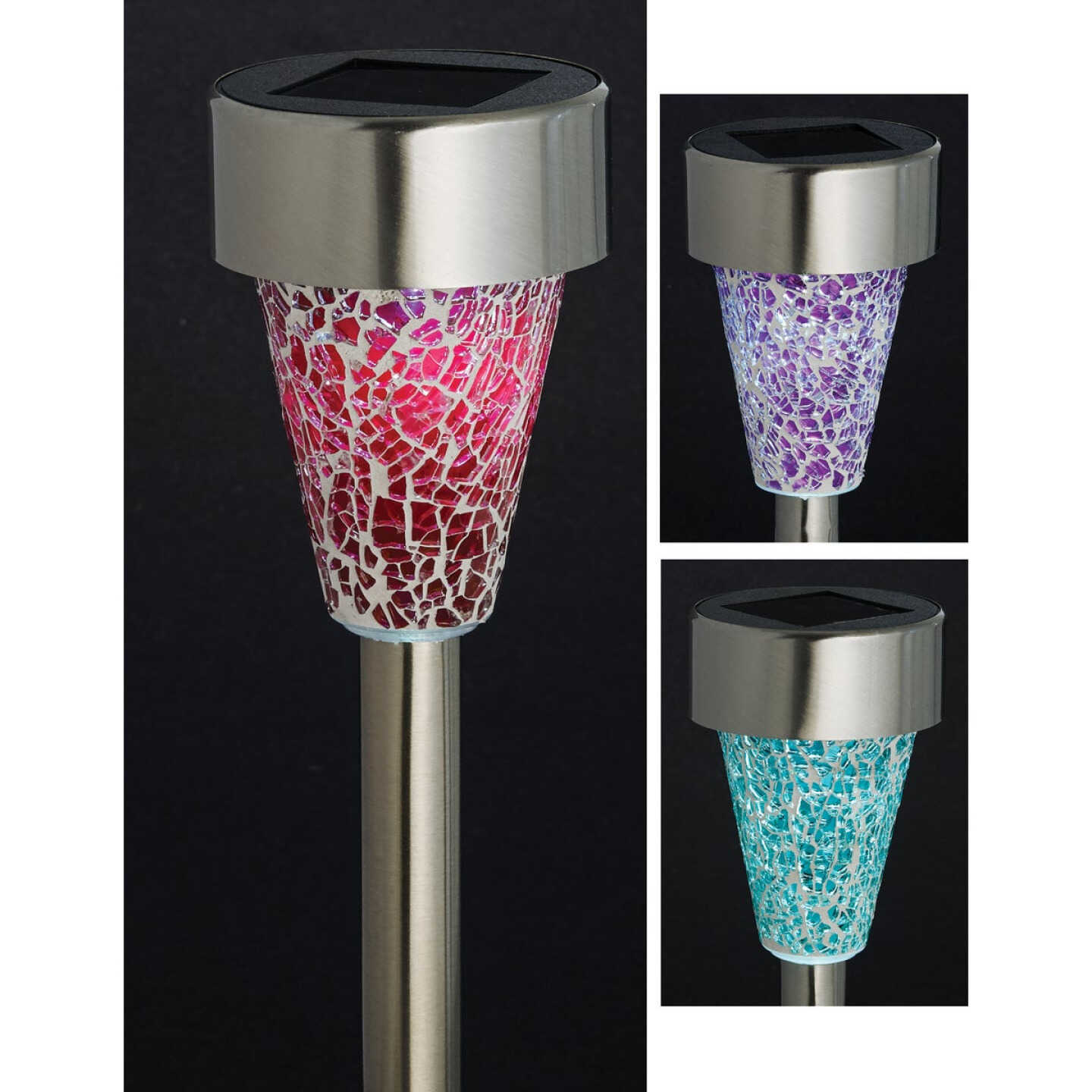 Outdoor Expressions Green, Red, or Purple 2.10 Lumens Stainless Steel Solar Path Light Image 1