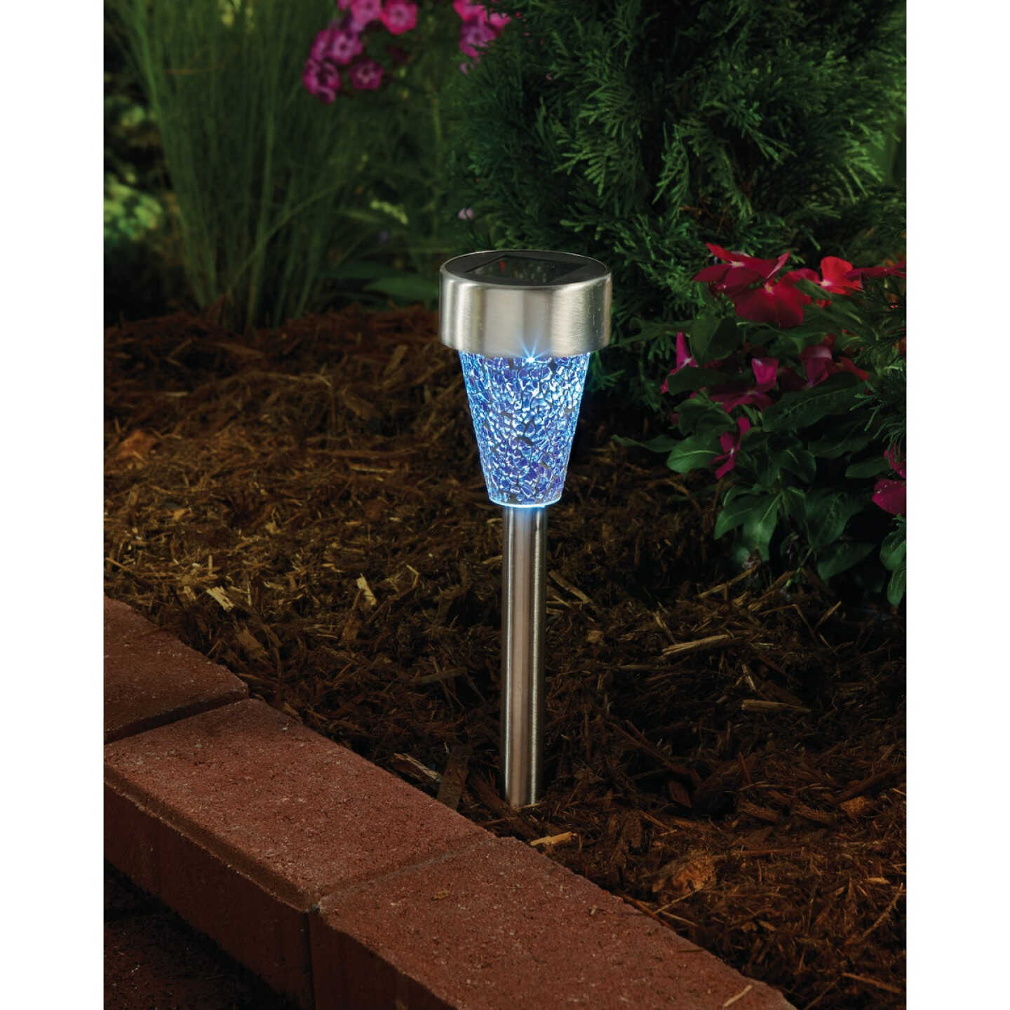 Outdoor Expressions Green, Red, or Purple 2.10 Lumens Stainless Steel Solar Path Light Image 3