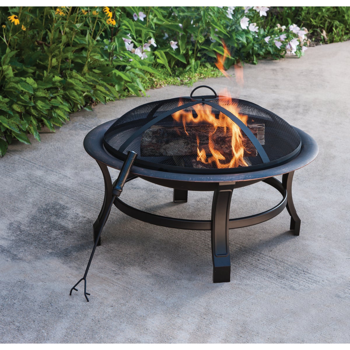 Outdoor Expressions 30 In. Antique Bronze Round Steel Fire Pit Image 2