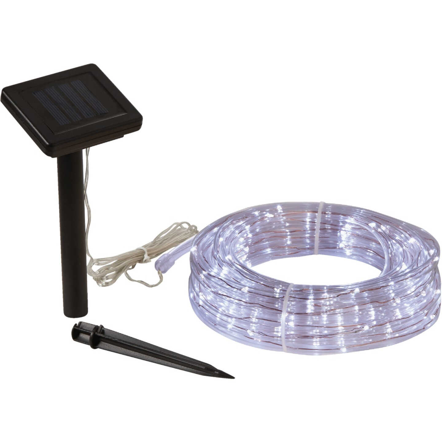 Outdoor Expressions 28 Ft. 100-Light LED Cool White Solar Rope Light Image 1