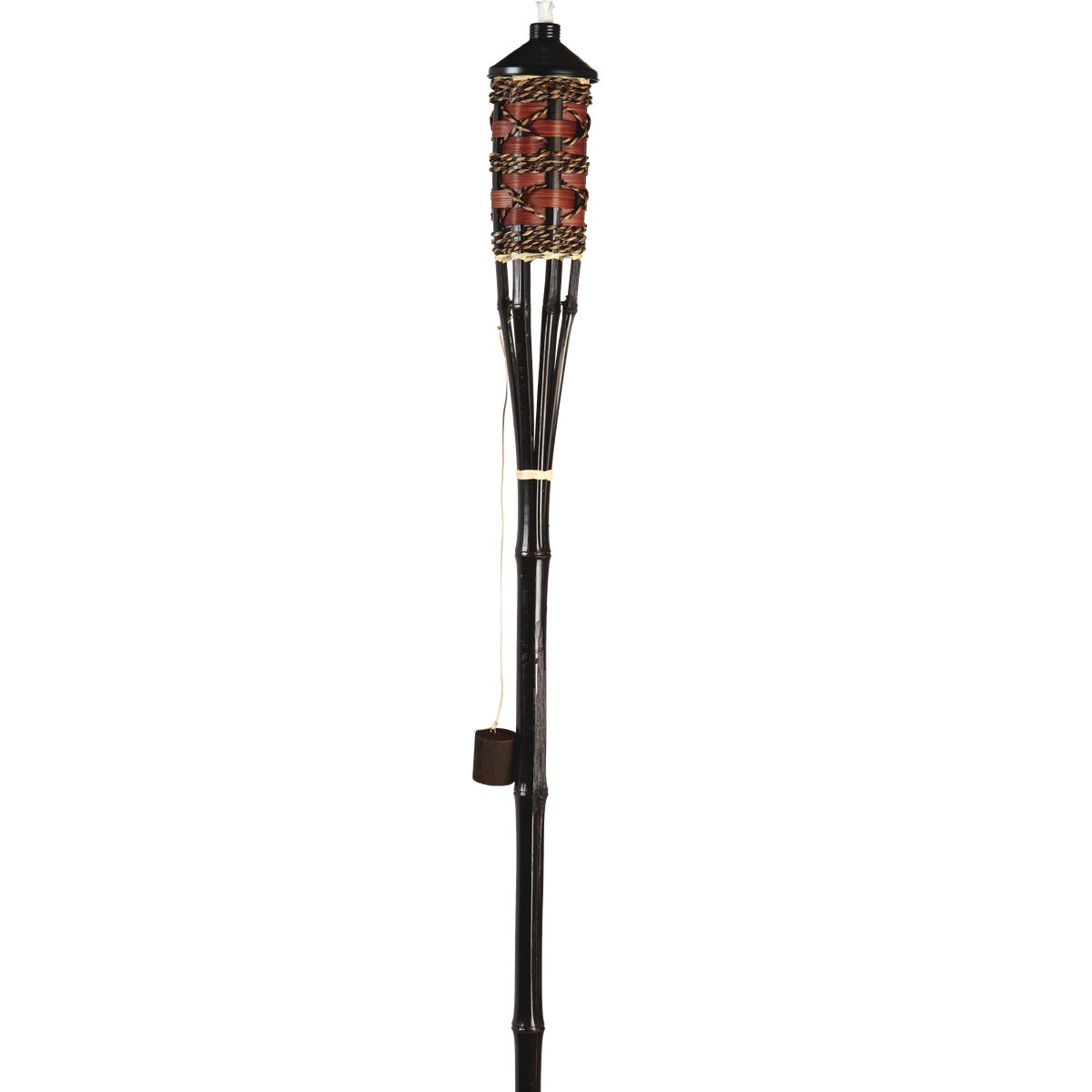 Outdoor Expressions 60 In. Brown Bamboo Patio Torch with Rattan Weave