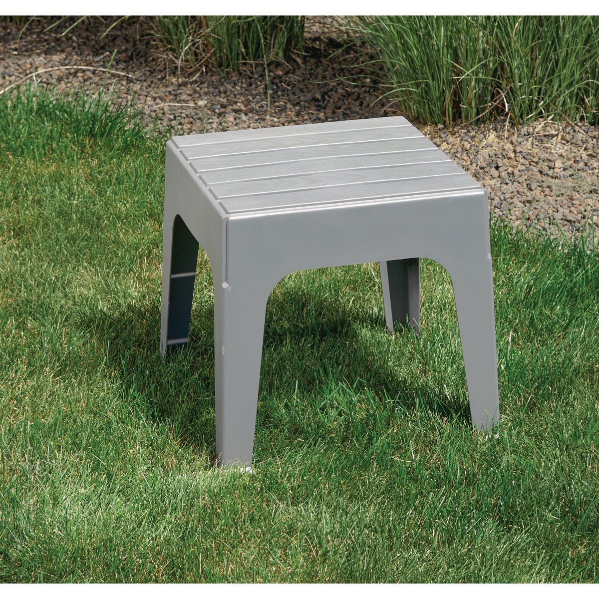 Adams Big Easy Gray 18.9 In. Square Resin Stackable Side Table Image 2