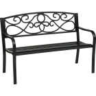 Outdoor Expressions 50 In. Black Steel Bench with Scroll Design Image 1
