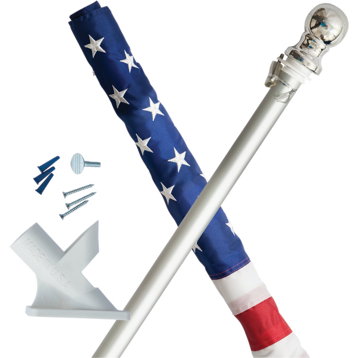 Valley Forge 2.5 Ft. x 4 Ft. Nylon American Flag & 5 Ft. Spinning Pole Kit