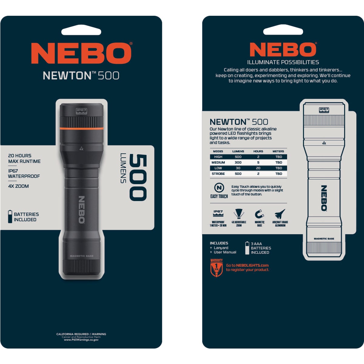 Nebo Newton 500 Lm. 3AAA LED Flashlight Image 2