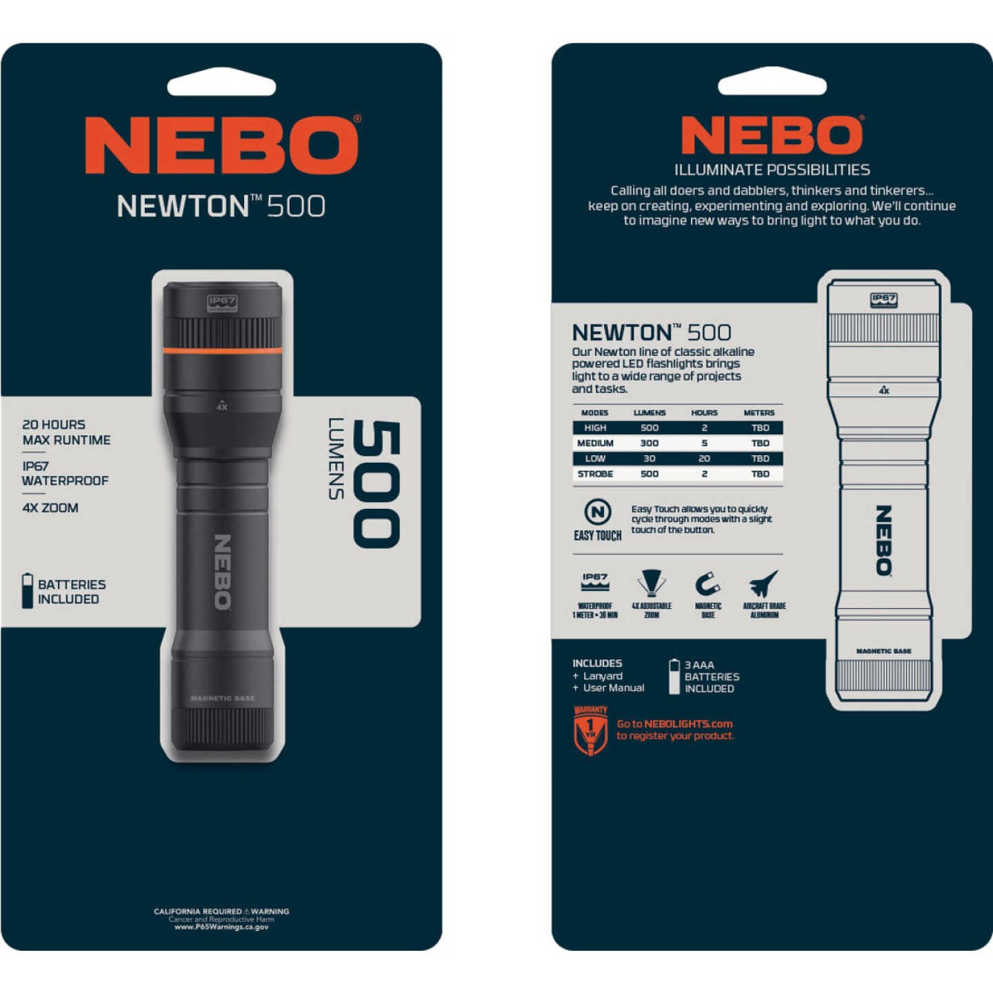 Nebo Newton 500 Lm. 3AAA LED Flashlight Image 2