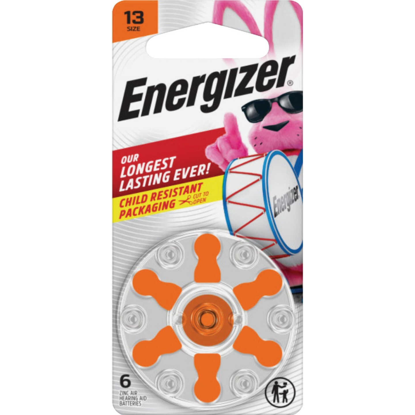 Energizer Size 13 Orange Tab Hearing Aid Batteries (6-Pack) Image 1