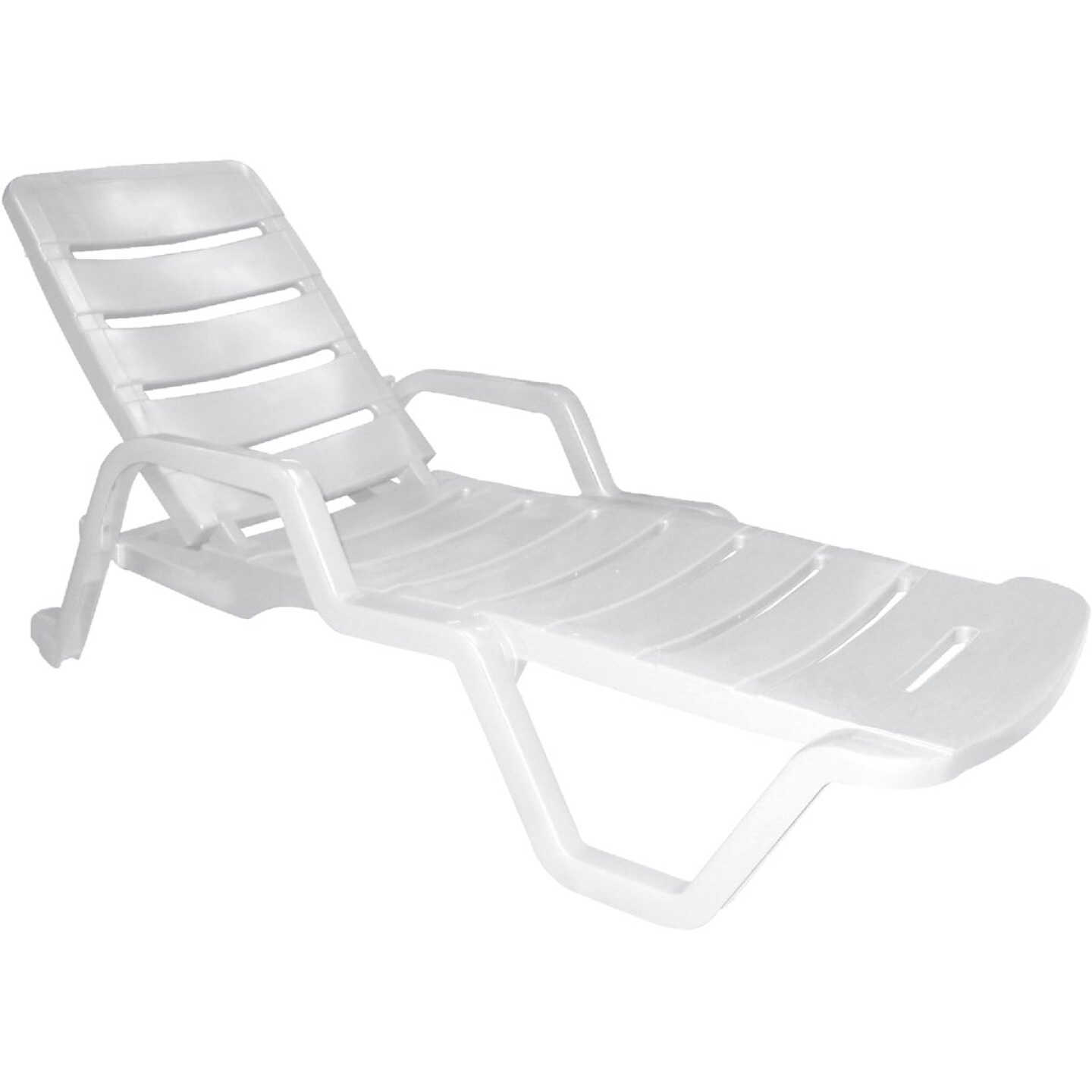 Adams White Resin Adjustable Chaise Lounge Image 1