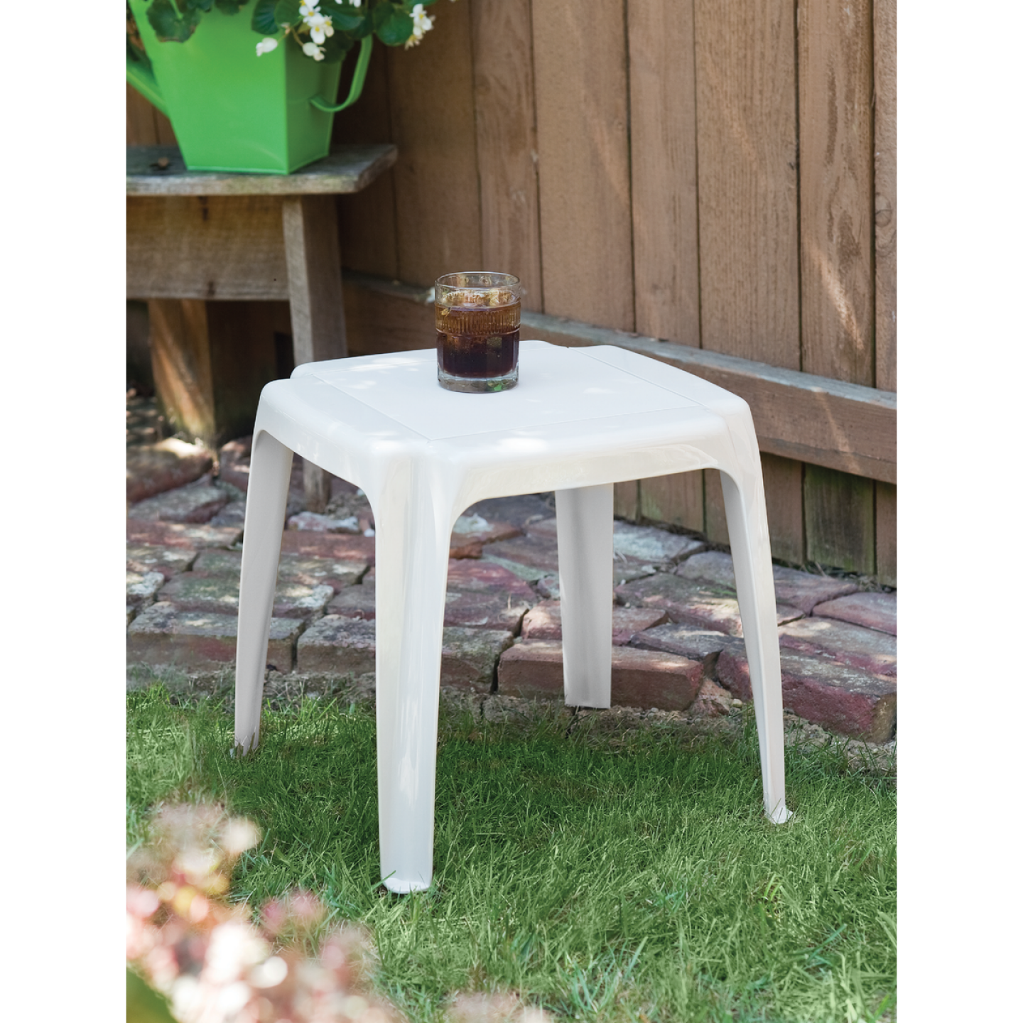 Adams White 16 In. Square Resin Side Table Image 2