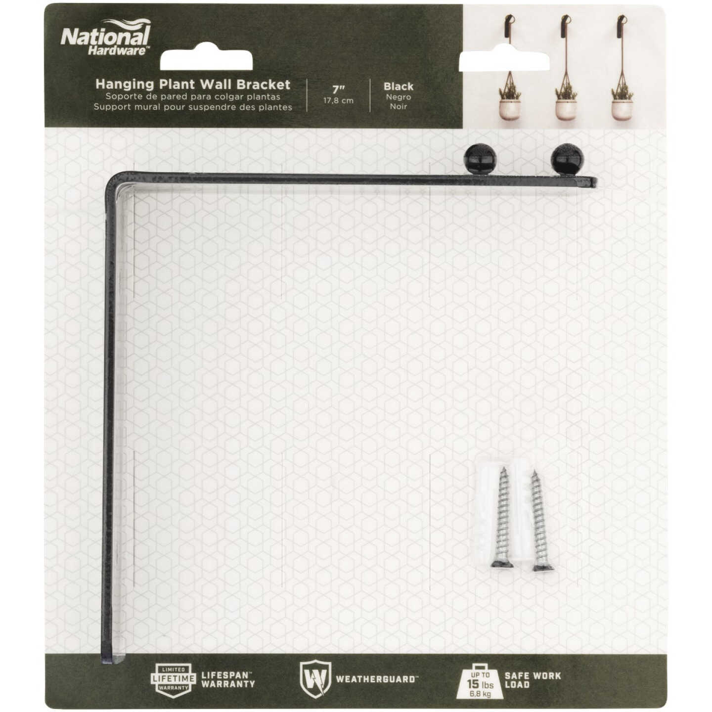 National Hardware 7 In. Black Steel Hanging Wall Plant Bracket Image 3